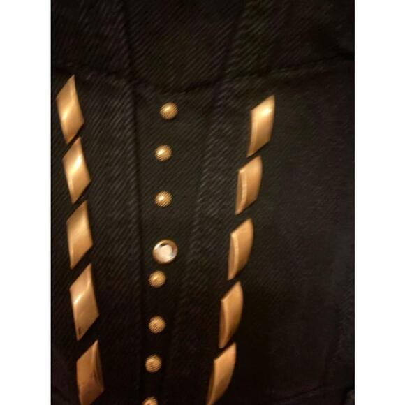 Women's vintage Cache Black Denim Jacket With Gold Embellishment Size M - Picture 6 of 10